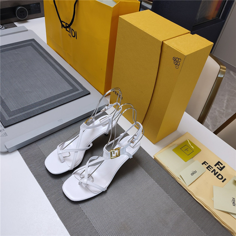 Fendi Ffold 55mm Leather Sandals White