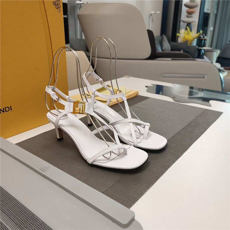 Fendi Ffold 55mm Leather Sandals White