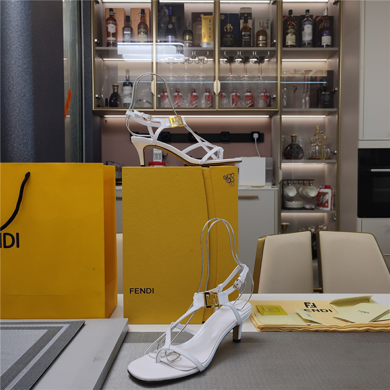 Fendi Ffold 55mm Leather Sandals White