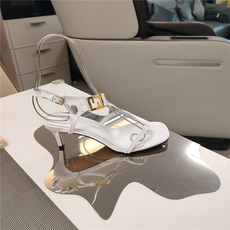 Fendi Ffold 55mm Leather Sandals White