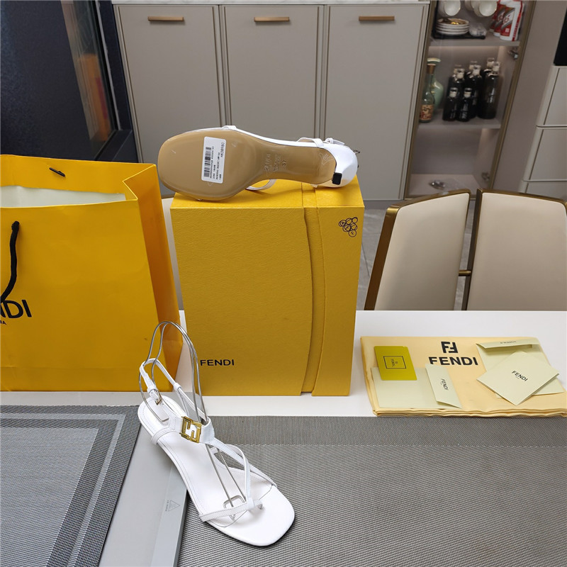 Fendi Ffold 55mm Leather Sandals White