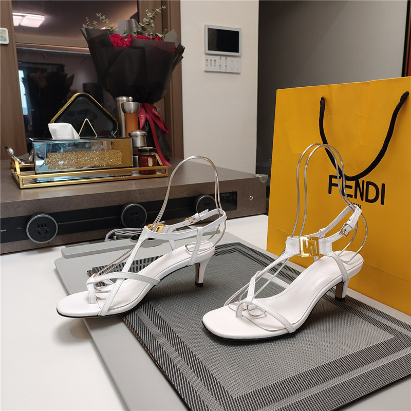 Fendi Ffold 55mm Leather Sandals White