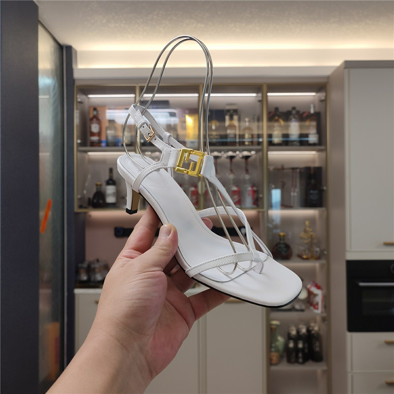 Fendi Ffold 55mm Leather Sandals White