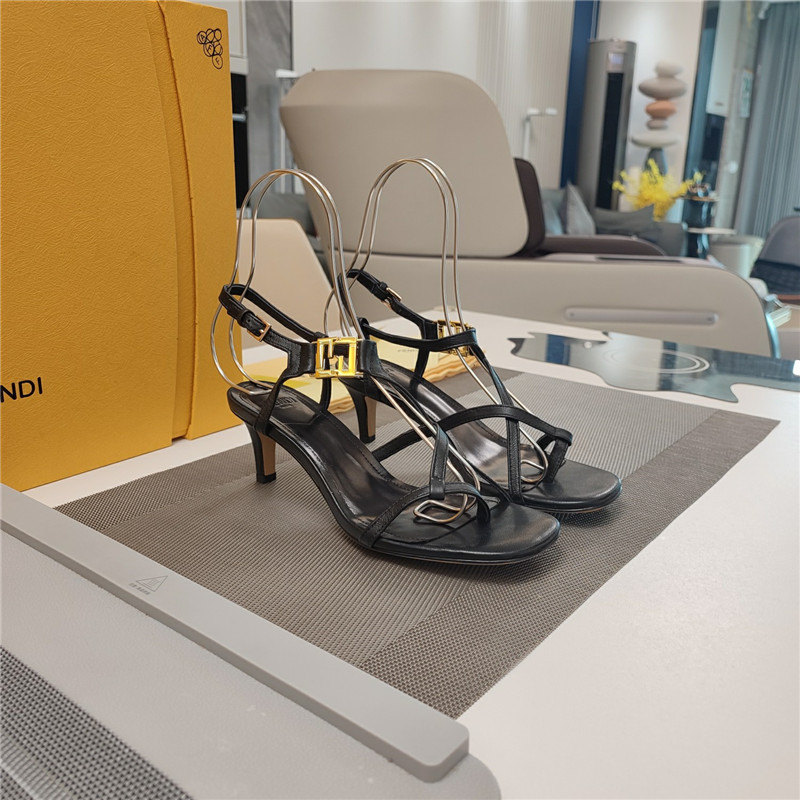 Fendi Ffold 55mm Leather Sandals Black