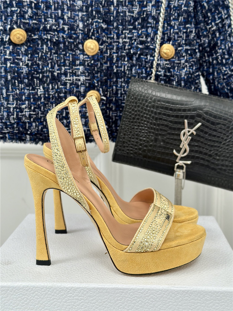 Dior Dway Heeled Platform Sandal Gold