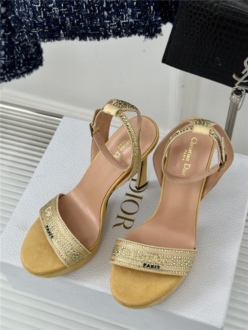 Dior Dway Heeled Platform Sandal Gold