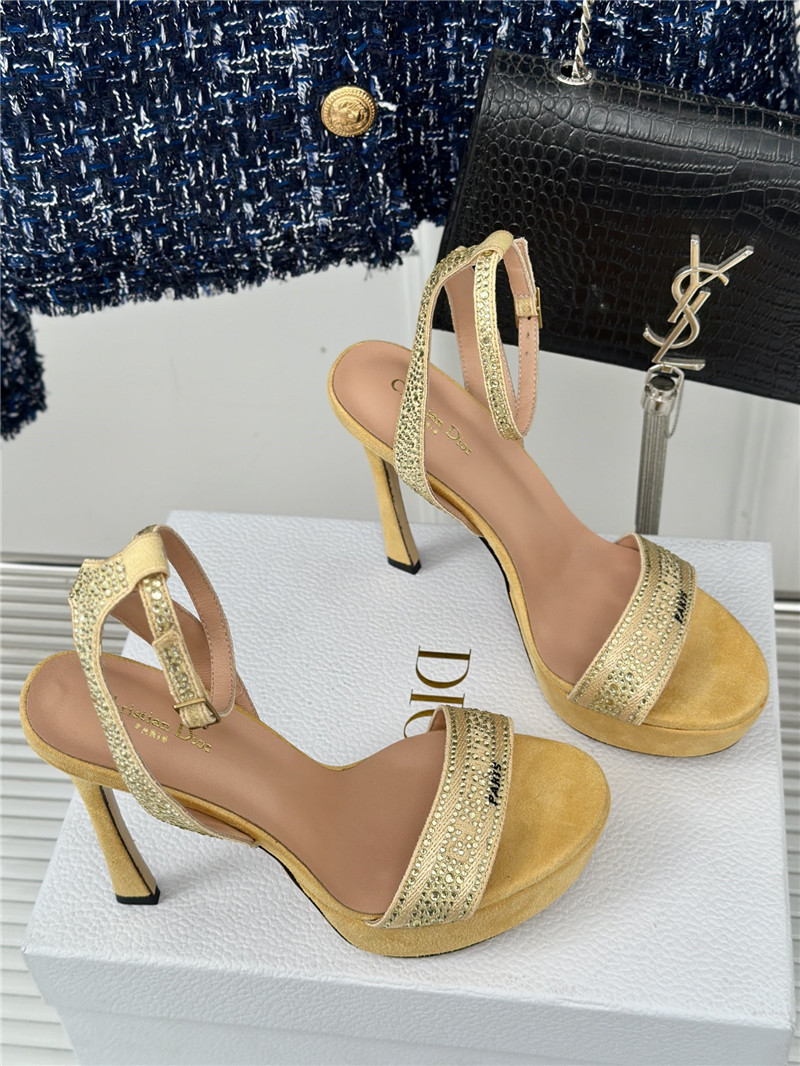 Dior Dway Heeled Platform Sandal Gold
