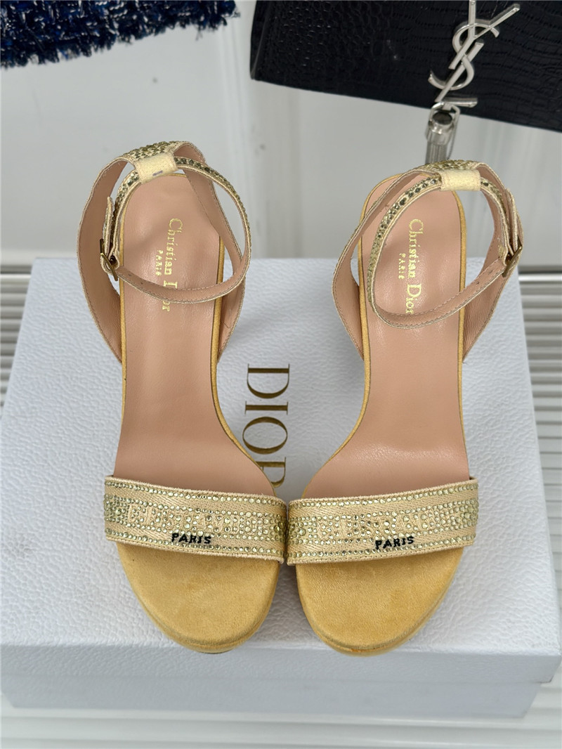 Dior Dway Heeled Platform Sandal Gold