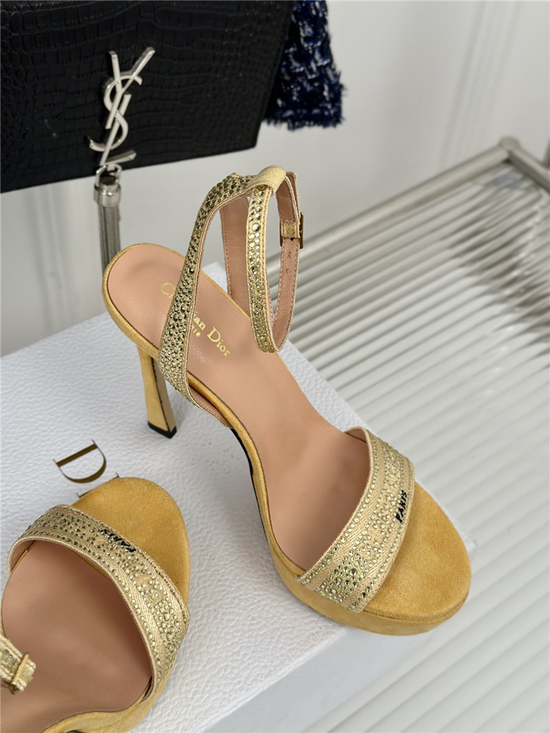 Dior Dway Heeled Platform Sandal Gold