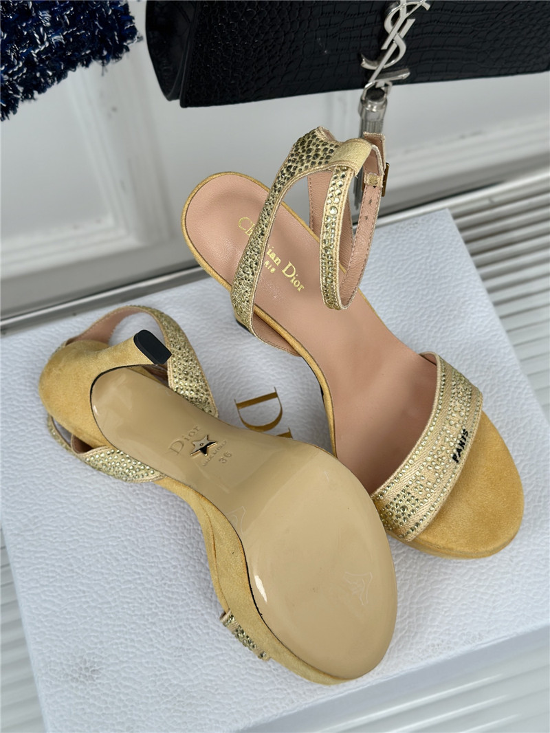 Dior Dway Heeled Platform Sandal Gold