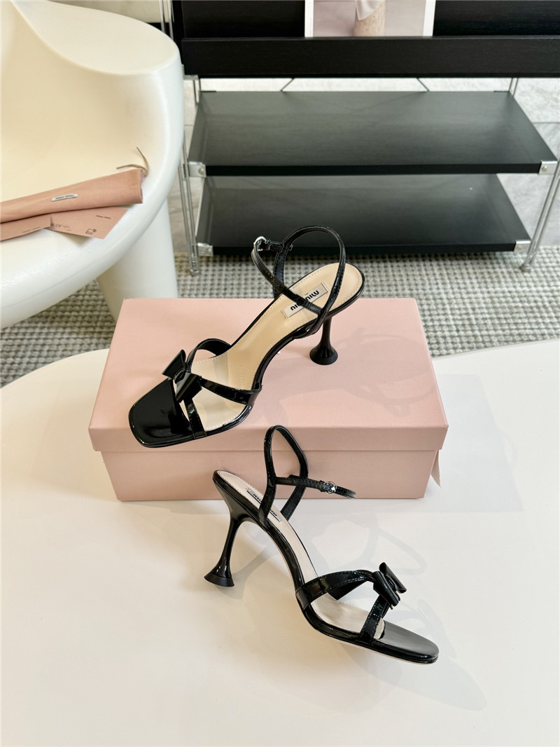 Miu Miu Black Strappy Leather Slingback Sandals