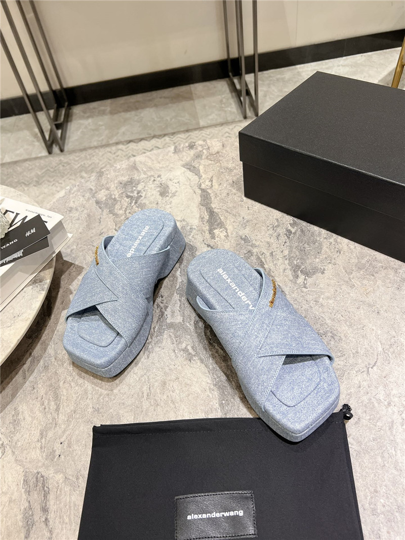 Alexander Wang Denim Platform Slippers