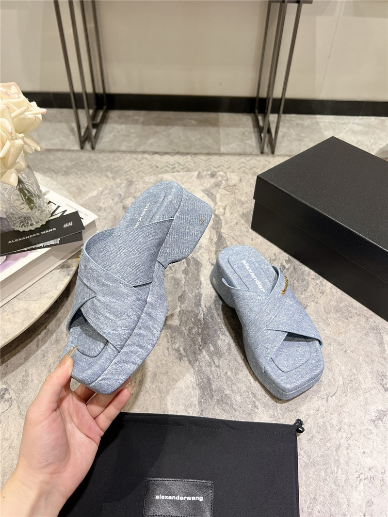 Alexander Wang Denim Platform Slippers