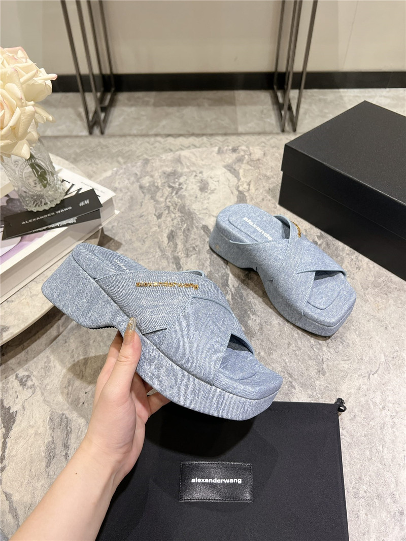 Alexander Wang Denim Platform Slippers
