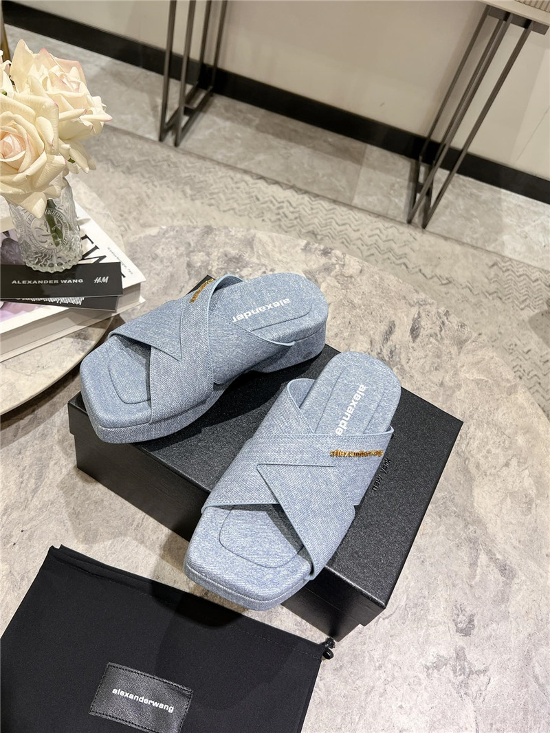 Alexander Wang Denim Platform Slippers