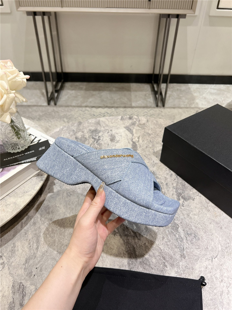 Alexander Wang Denim Platform Slippers