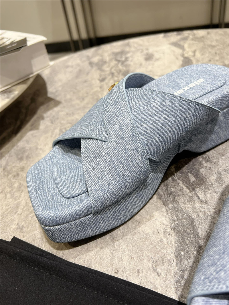 Alexander Wang Denim Platform Slippers