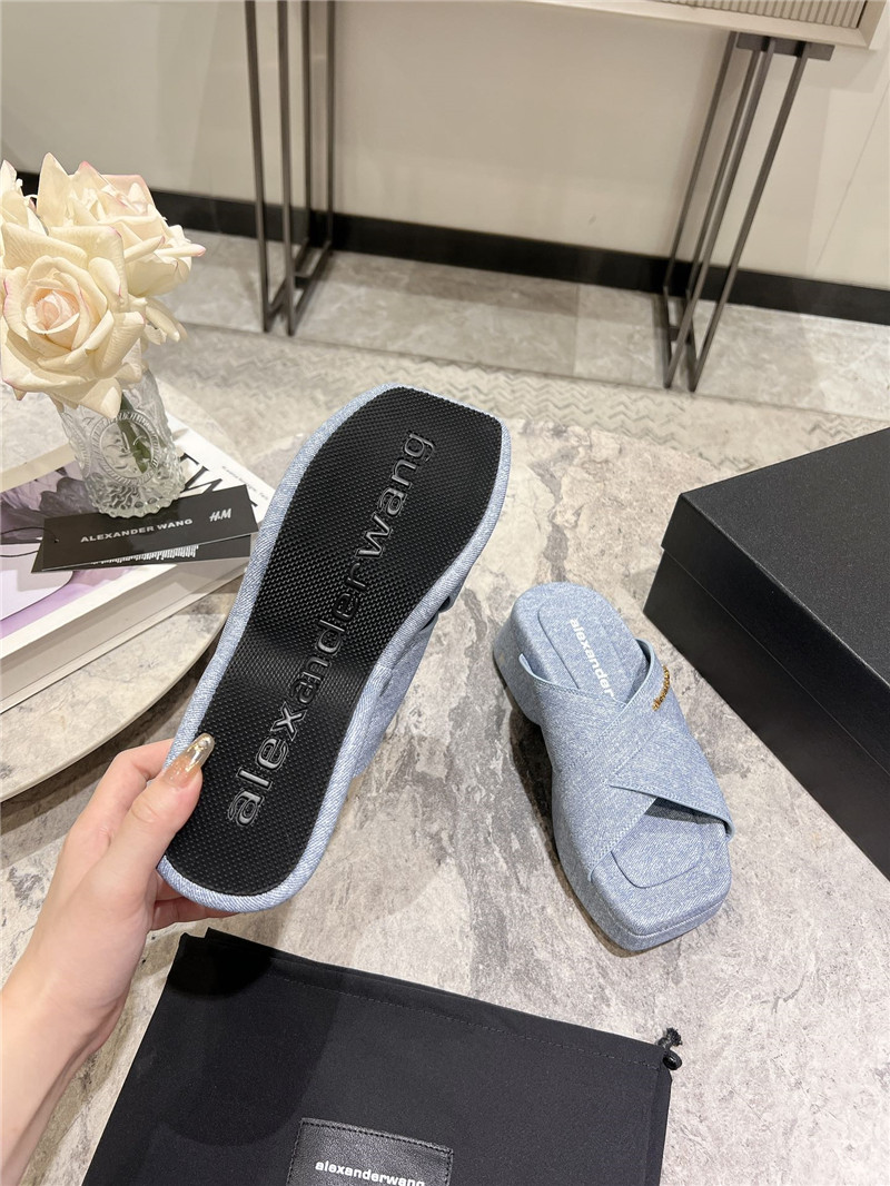 Alexander Wang Denim Platform Slippers