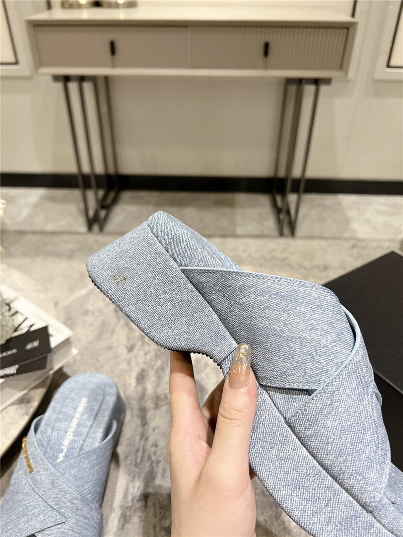 Alexander Wang Denim Platform Slippers