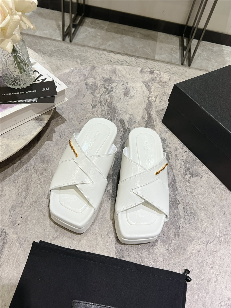 Alexander Wang Leather Platform Slippers