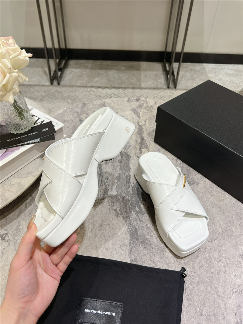 Alexander Wang Leather Platform Slippers