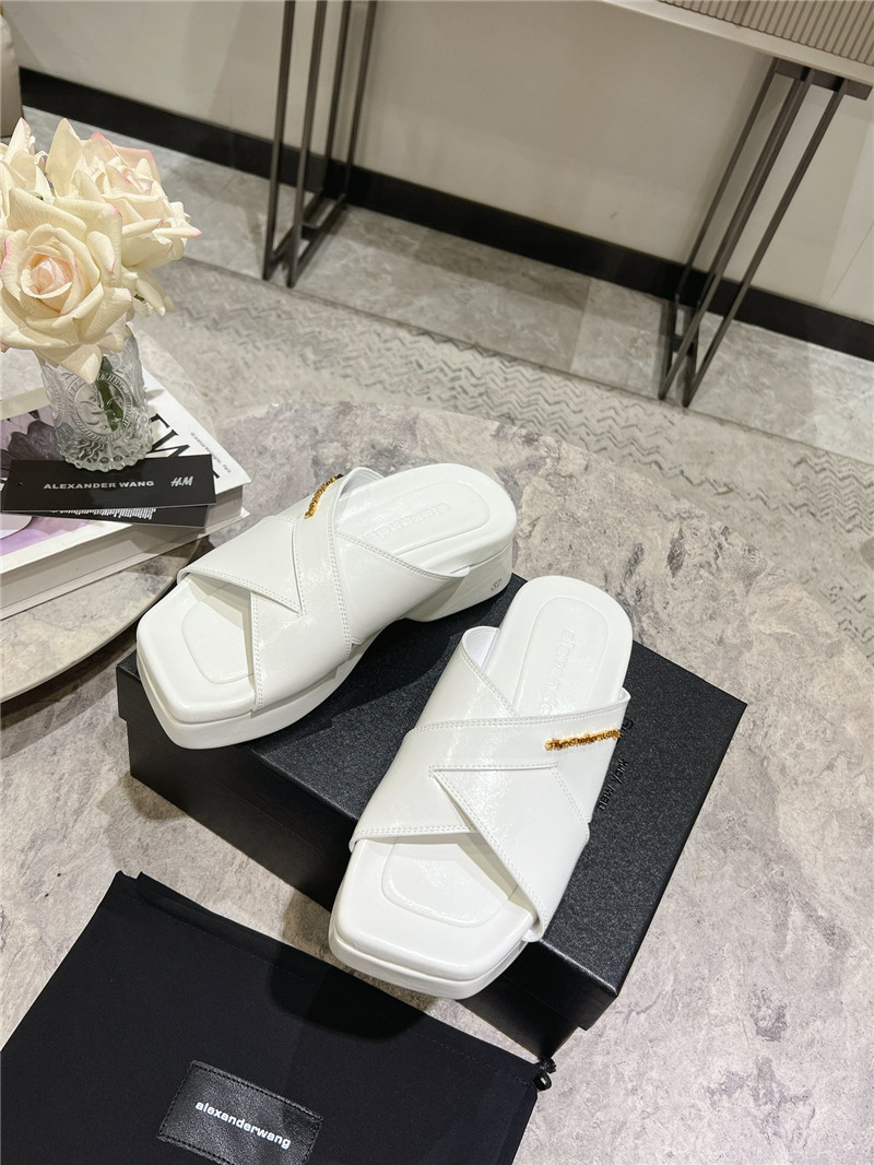 Alexander Wang Leather Platform Slippers