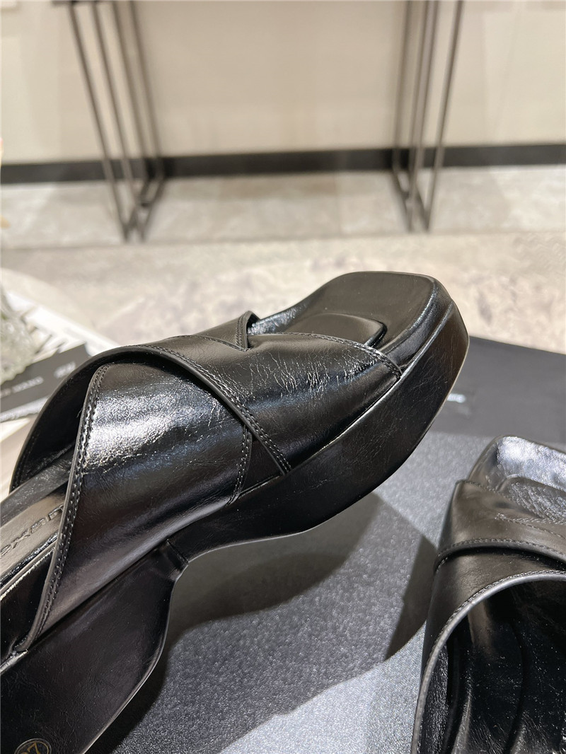 Alexander Wang Black Patent Leather Platform Slippers