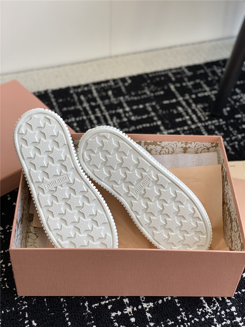 Miu Miu White Platform Canvas Sneakers