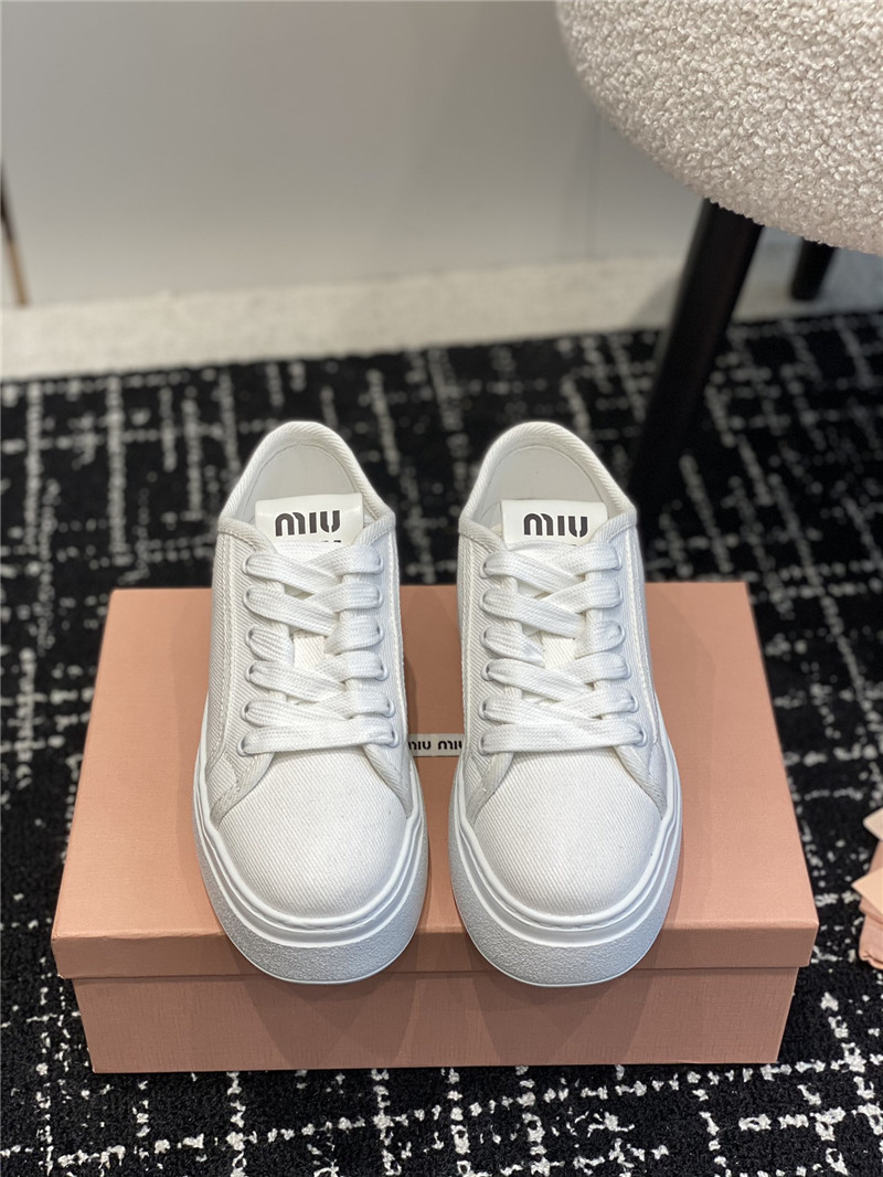 Miu Miu Platform Canvas Sneakers for Ladies