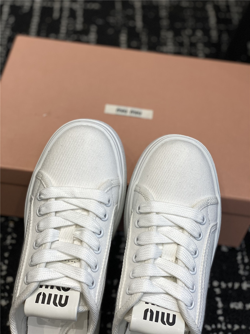 Miu Miu Platform Canvas Sneakers for Ladies