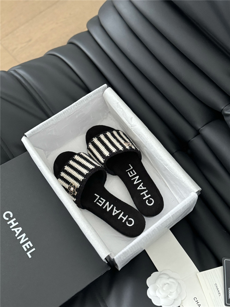 Ch**el camellia woven slippers replica shoes