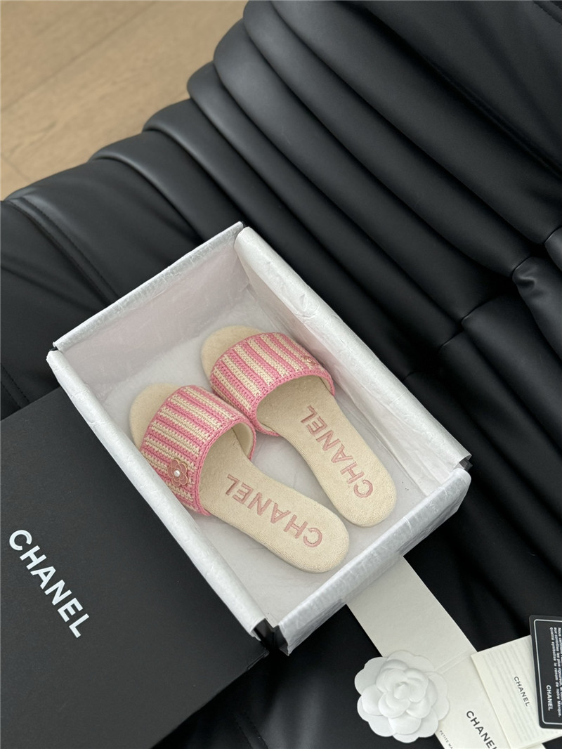 Chanel camellia woven slippers replica shoes