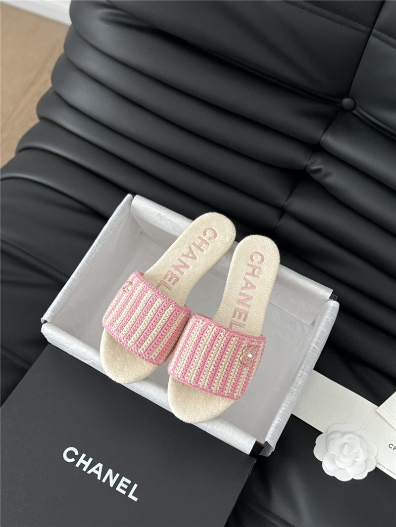 Chanel camellia woven slippers replica shoes