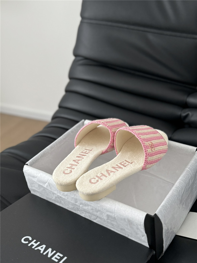 Chanel camellia woven slippers replica shoes