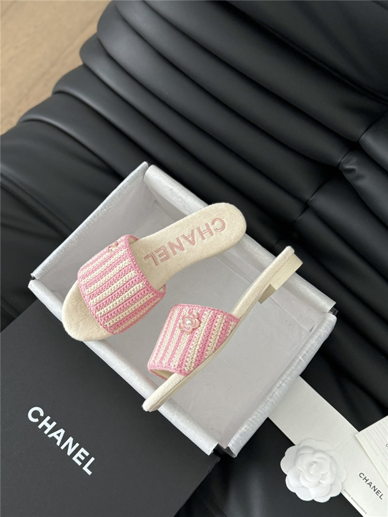 Chanel camellia woven slippers replica shoes