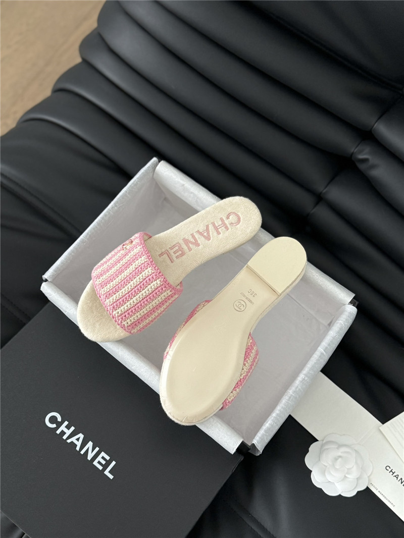 Chanel camellia woven slippers replica shoes