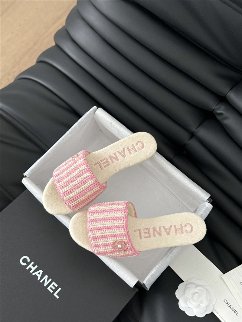 Chanel camellia woven slippers replica shoes