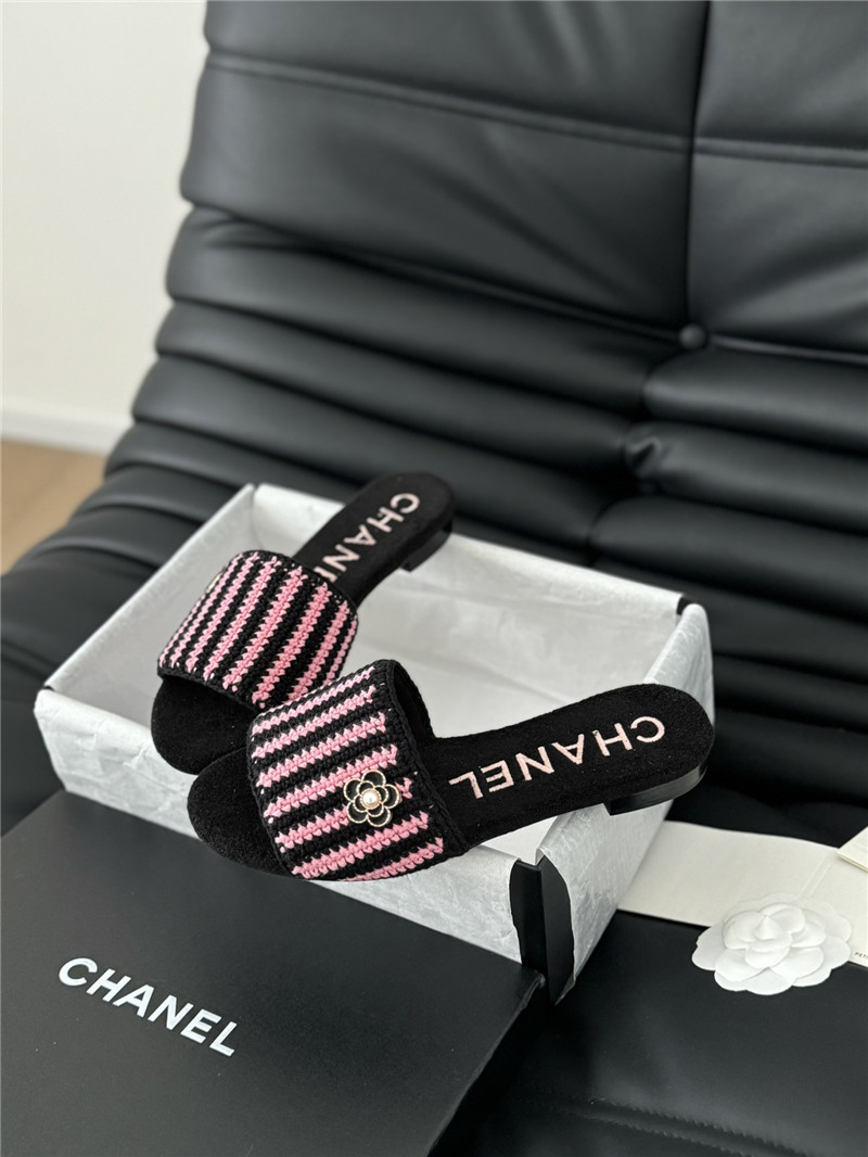 Ch**el cc embroidered flat sandals