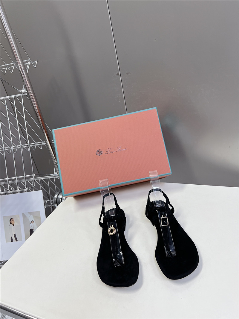 L0r0 P1ana mindil embellished suede sandals in black