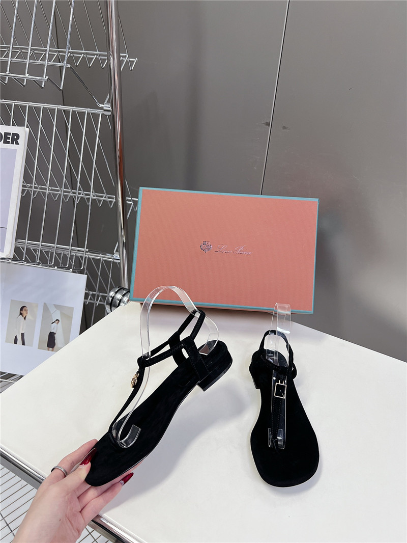 L0r0 P1ana mindil embellished suede sandals in black