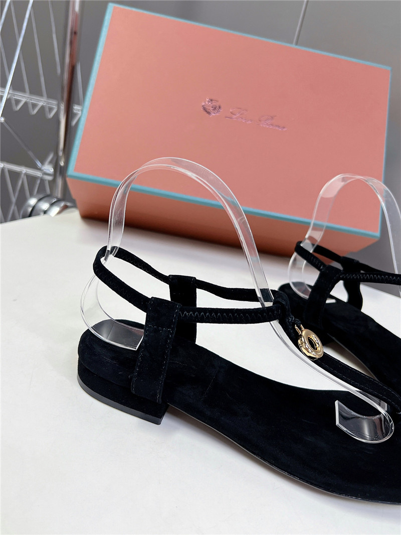 L0r0 P1ana mindil embellished suede sandals in black