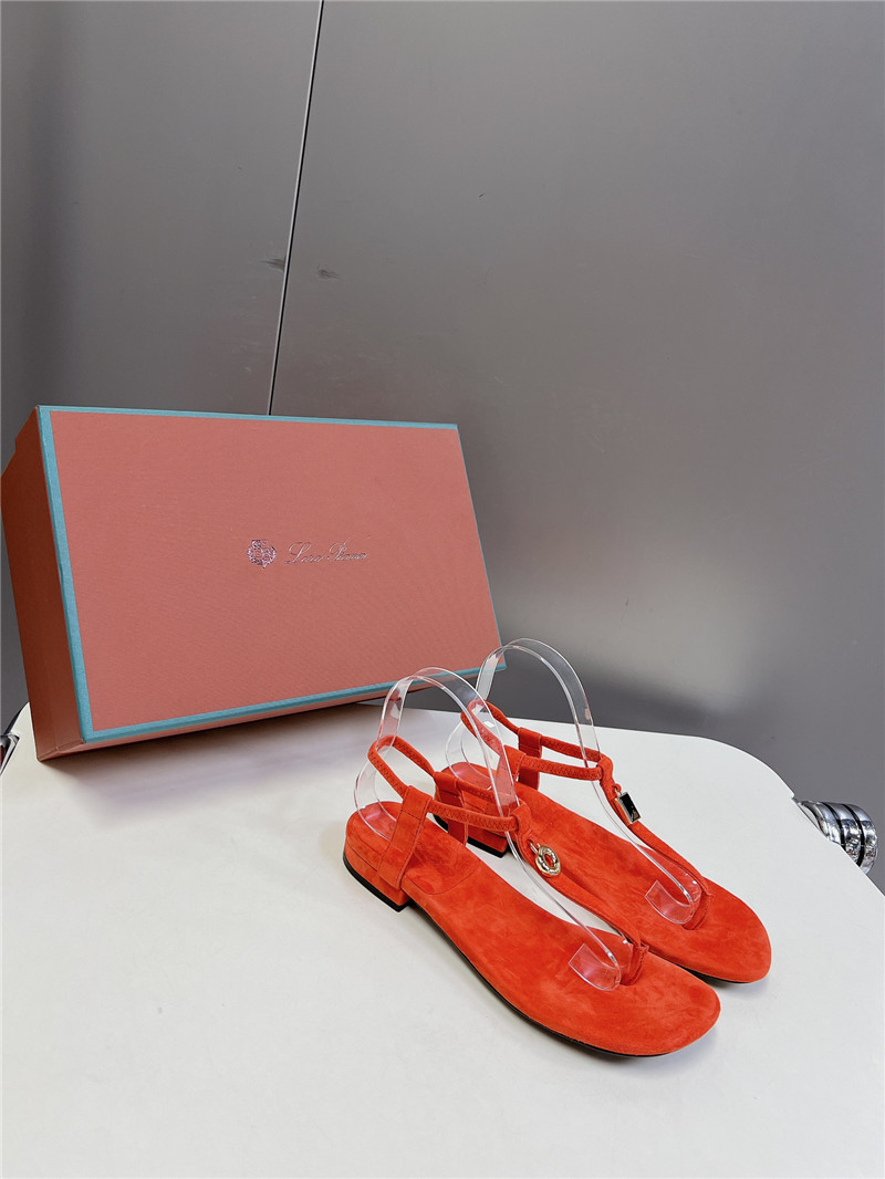 Loro Piana Mindil Embellished Suede Sandals in Orange