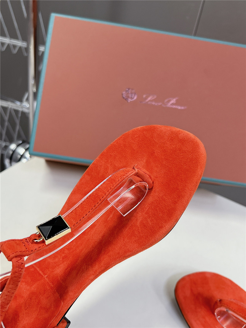 L0r0 P1ana mindil embellished suede sandals in orange