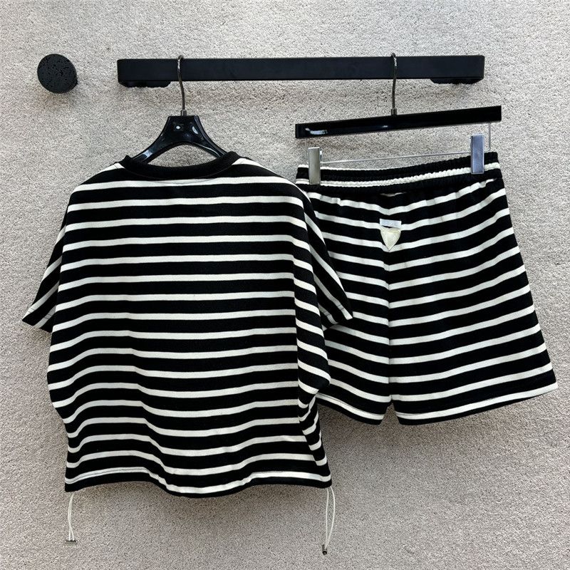 prada triangle logo decorative striped suit replica d&g clothing