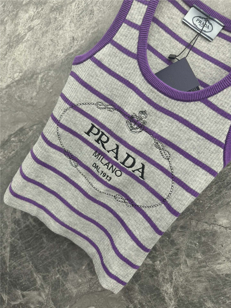 Pra*a striped knitted vest cheap replica designer clothes
