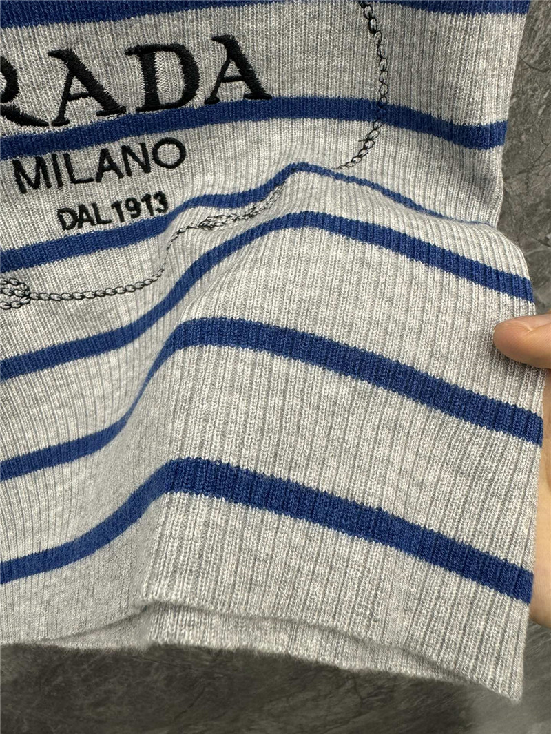 Pra*a striped knitted vest cheap replica designer clothes