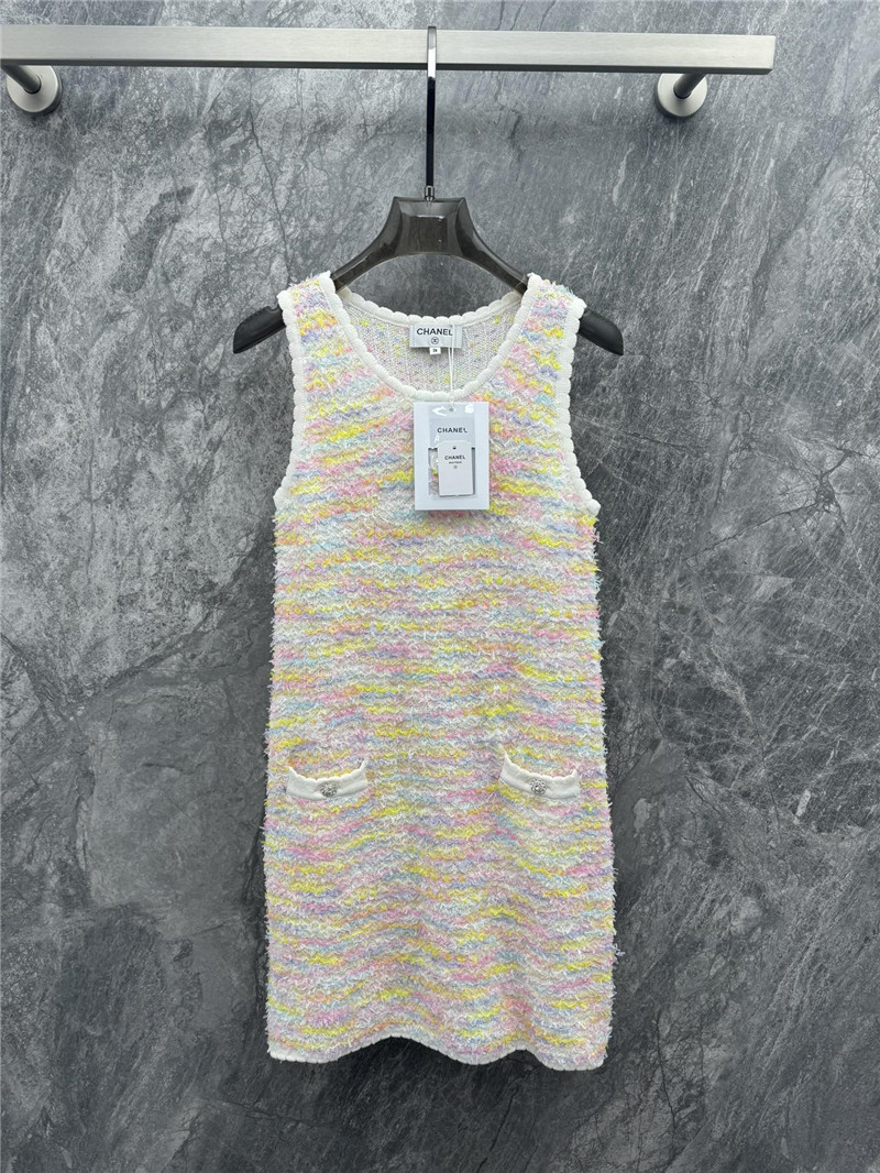 Chanel striped knitted vest dress replica clothing sites