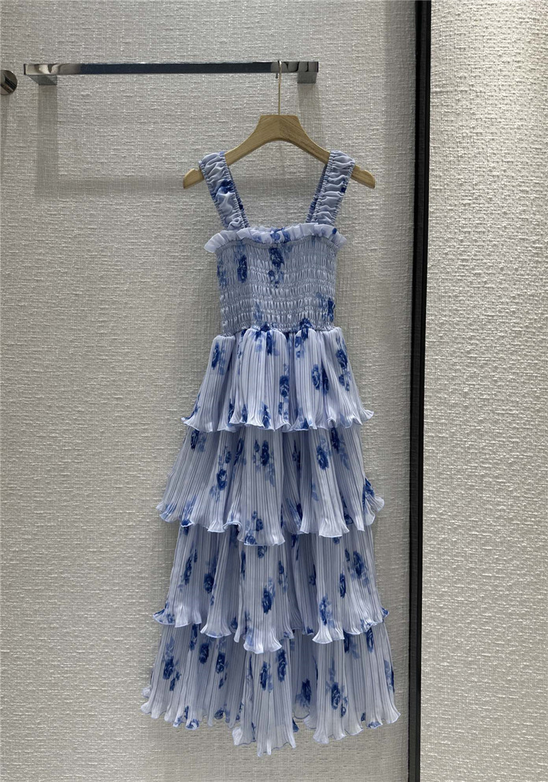 Ganni Floral Pleated Georgette Midi-Dress