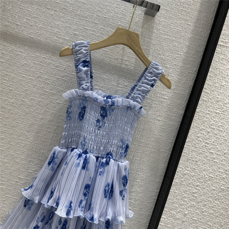 Ganni Floral Pleated Georgette Midi-Dress