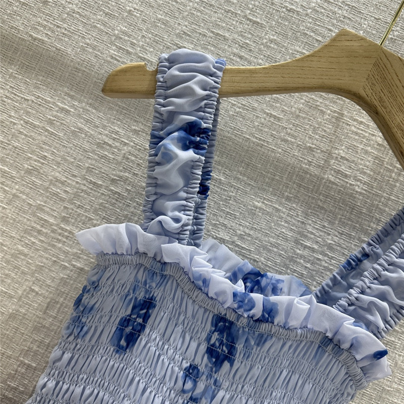 Ganni Floral Pleated Georgette Midi-Dress